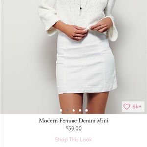 White Stretch Denim Mini Skirt from Free People